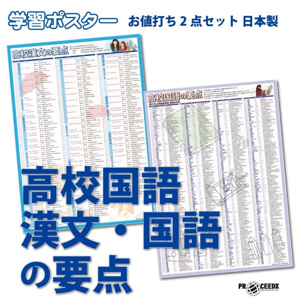 画像1: 学習ポスター高校国語 A2サイズお値打ち2点セット日本製 (1)