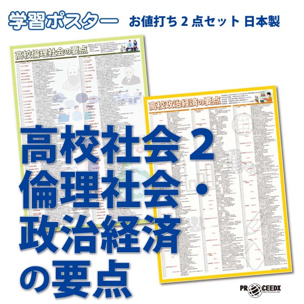 画像1: 学習ポスター高校社会２ A2サイズお値打ち2点セット日本製 (1)