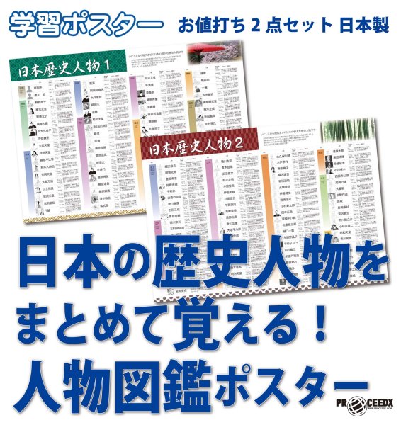 画像1: 日本の歴史人物をまとめて覚える！人物図鑑ポスター　2枚セット　日本製 (1)