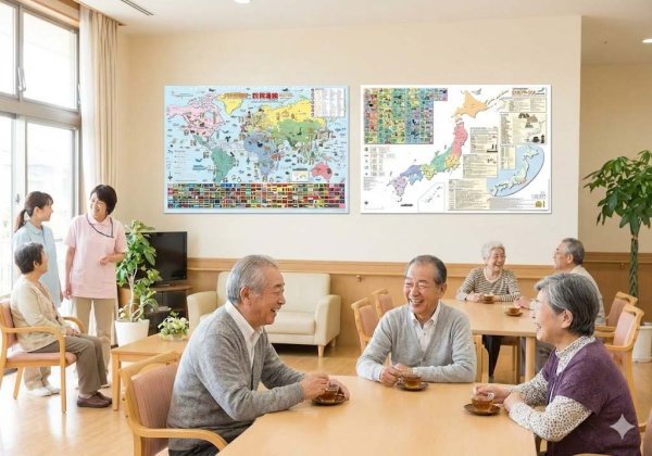 画像8: PROCEEDX書き消しできる 日本＋世界地図各２枚セットポスター A1サイズ（ひらがな・英語併記）PP加工済 認知症予防 コミュニケーション活性化 視認性抜群 　回想法・脳トレ (8)