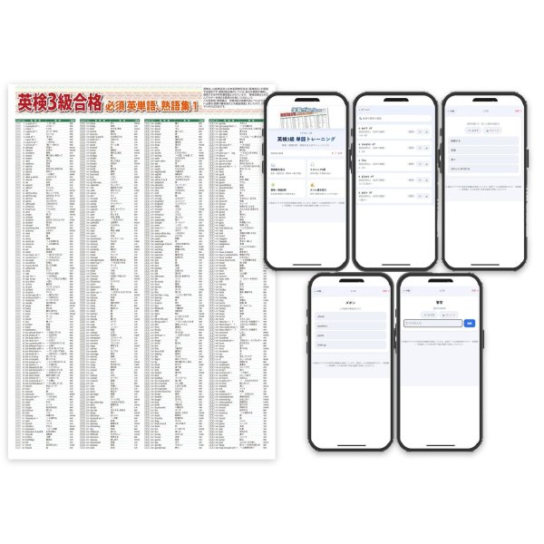 画像2: 【Webアプリ連動版】proceedx　学習ポスター10045英検３級合格　必須英単語、熟語集1　勉強部屋　教室　壁掛け　学生　一般 (2)