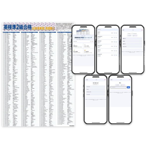 画像2: 【Webアプリ連動版】proceedx 学習ポスター10051英検準2級合格 必須英単語、熟語集2 A2サイズ 勉強部屋 教室 壁掛け [pro-10051] (2)