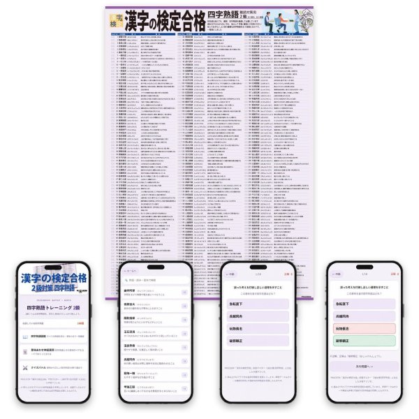 画像2: 【Webアプリ連動版】PROCEEDX漢字の検定合格２級対策 四字熟語　A2サイズ　学習ポスター日本製1201 (2)