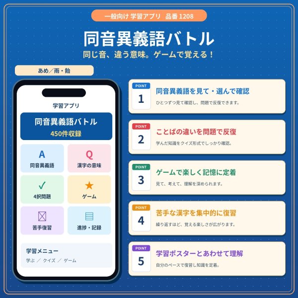 画像4: 【Webアプリ連動版】PROCEEDX漢字の検定合格 3、4，5級対策　同音異義語　A2サイズ　学習ポスター日本製1208 (4)