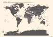 PROCEEDX美しい世界地図 パステルカラーベージュ1 学習ポスターミニマルマップA2サイズ 折り目無し送付日本製 1283 [ポスター] [ポスター]