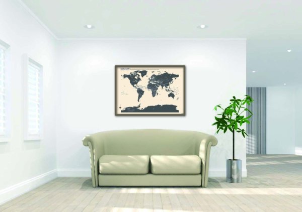 画像4: PROCEEDX美しい世界地図 パステルカラーベージュ1 学習ポスターミニマルマップA2サイズ 折り目無し送付日本製 1283 [ポスター] [ポスター] (4)