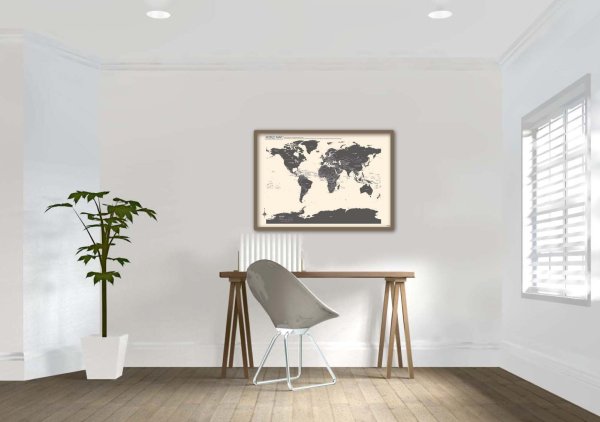 画像5: PROCEEDX美しい世界地図 パステルカラーベージュ1 学習ポスターミニマルマップA2サイズ 折り目無し送付日本製 1283 [ポスター] [ポスター] (5)