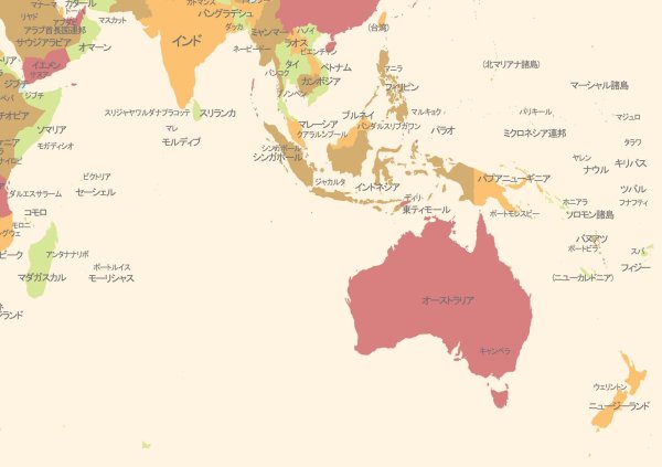 画像2: PROCEEDX美しい世界地図 パステルカラーベージュ2 学習ポスターミニマルマップA2サイズ折り目無し送付日本製 1284 [ポスター] [ポスター] (2)