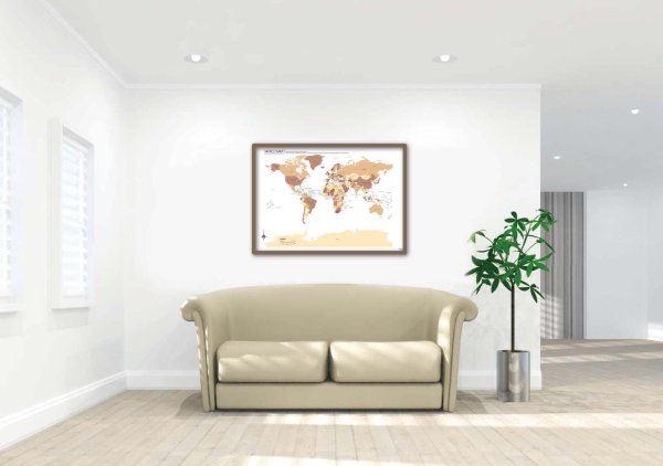 画像4: PROCEEDX美しい世界地図 パステルカラーベージュ3 学習ポスターミニマルマップA2サイズ折り目無し送付日本 1285 [ポスター] [ポスター] (4)