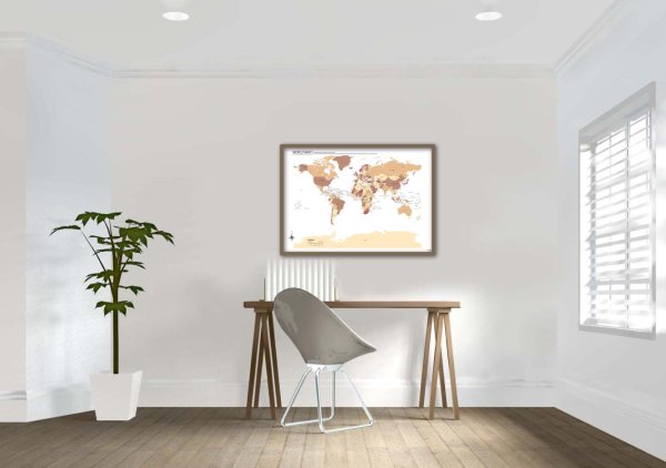 画像5: PROCEEDX美しい世界地図 パステルカラーベージュ3 学習ポスターミニマルマップA2サイズ折り目無し送付日本 1285 [ポスター] [ポスター] (5)