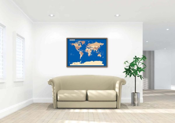 画像4: PROCEEDX美しい世界地図 パステルカラーブルー3 学習ポスターミニマルマップA2サイズ折り目無し送付日本製 1288 [ポスター] [ポスター] (4)