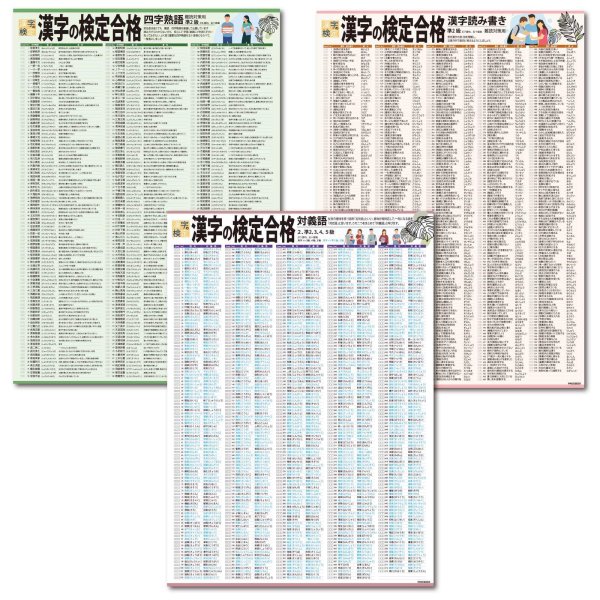 画像1: proceedx 3229 学習ポスター漢字の検定合格準２級 A2サイズお値打ち3点セット日本製 (1)
