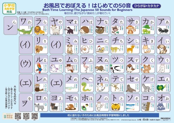 画像11: 【小学校準備】ひらがな・カタカナ表 お風呂で学習ポスター A4 防水proceedx1610 (11)