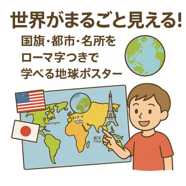 画像3: PROCEEDXお風呂ポスター世界がまるごと見える！国旗・都市・名所をローマ字つきで学べる地球ポスター小学校低学年〜中学生向け A2サイズ 日本製 (3)