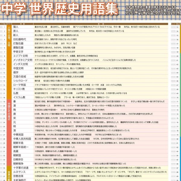 画像9: proceedx　学習ポスター0980中学　世界歴史用語集  送料無料　折り目無し送付　勉強部屋　教室　壁掛け　学生　一般 (9)