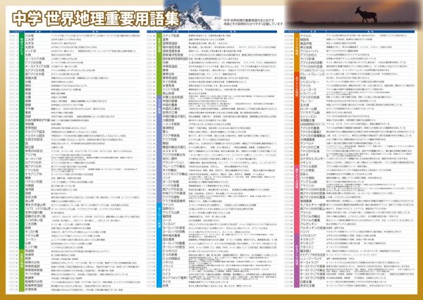 proceedx　学習ポスター10042中学　世界地理用語集送料無料　勉強部屋　教室　壁掛け　中学
