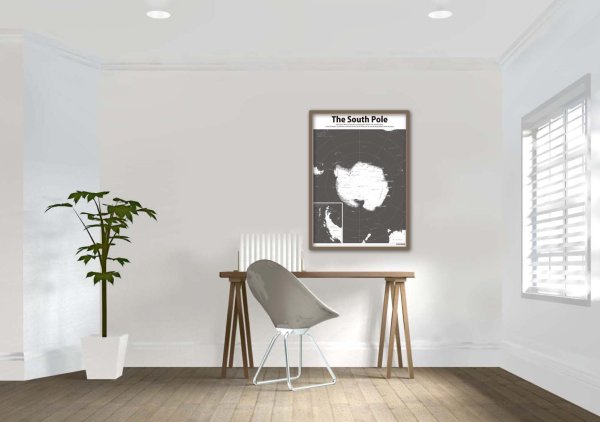 画像5: PROCEEDX美しい世界地図　南極 　学習ポスターミニマルマップ　フレーム付きA4サイズ日本製1251 (5)