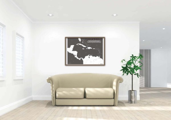 画像4: PROCEEDX美しい世界地図　中央アメリカ　学習ポスターミニマルマップ　フレーム付きA4サイズ日本製1253 (4)