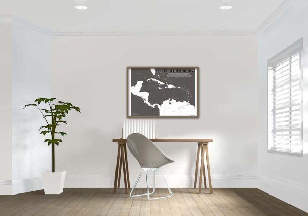 画像5: PROCEEDX美しい世界地図　中央アメリカ　学習ポスターミニマルマップ　フレーム付きA4サイズ日本製1253 (5)