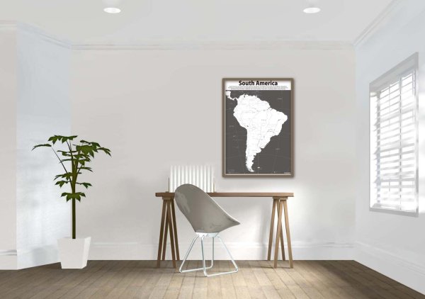 画像5: PROCEEDX美しい世界地図 南アメリカ 学習ポスターミニマルマップ フレーム付きA4サイズ日本製1254 (5)
