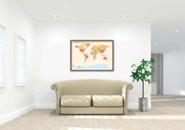 画像5: PROCEEDX美しい日本+世界地図セット パステルカラーベージュ2 学習ポスターミニマルマップA2サイズ日本製 折り目なし送付 影付き1302 (5)