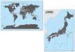 PROCEEDX美しい日本+世界地図セット パステルカラーブルー2 学習ポスターミニマルマップA2サイズ日本製　丸筒送付 影付き1305