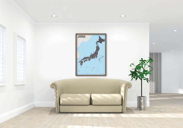 画像4: PROCEEDX美しい日本+世界地図セット パステルカラーブルー2 学習ポスターミニマルマップA2サイズ日本製　折り目なし送付 影付き1305 (4)