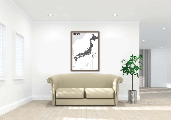 画像4: PROCEEDX美しい日本+世界地図セット ブラック2学習ポスターミニマルマップA2、A1ビッグサイズ日本製　折り目なし送付 影付き1307 (4)