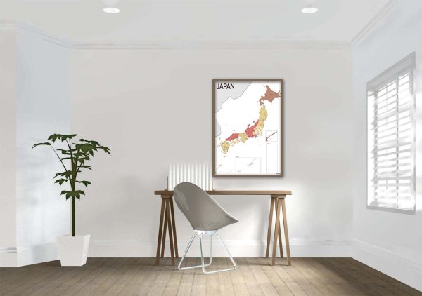 画像5: PROCEEDX美しい日本地図 書き込み自由  パステルカラーベージュ3 学習ポスターミニマルマップ フレーム付きA2サイズ日本 影付き1311 (5)