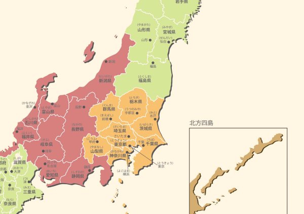 画像3: PROCEEDX美しい日本地図 パステルカラーベージュ2 学習ポスターミニマルマップ A2サイズ日本製 影付き折り目なし送付1318 (3)