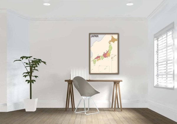 画像5: PROCEEDX美しい日本地図 パステルカラーベージュ2 学習ポスターミニマルマップ A2サイズ日本製 影付き折り目なし送付1318 (5)