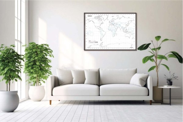 画像4: PROCEEDX美しい世界地図 書き込み自由 ホワイト学習ポスターミニマルマップA1ビッグサイズ 2枚セット 折り目無し送付日本製 影付き1363 [ポスター] (4)