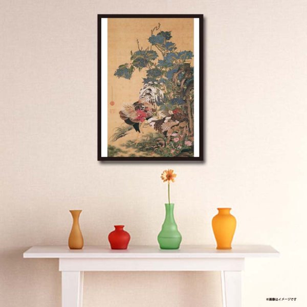 2040紫陽花双鶏図/伊藤若冲