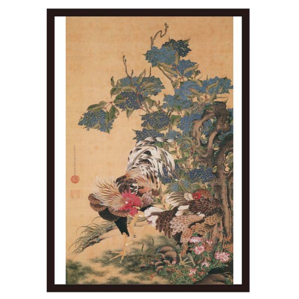 画像2: proceedx名画 絵画ポスターpro-3004 福袋4 5枚セット 額フレーム付 送料無料 絵アートインテリア 伊藤若冲 カフェ 店舗 オフィス 壁掛け  (2)