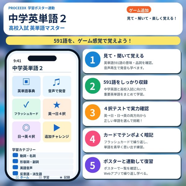 画像2: 0959【学習アプリ】 中学英単語2 高校入試マスターアプリ (2)