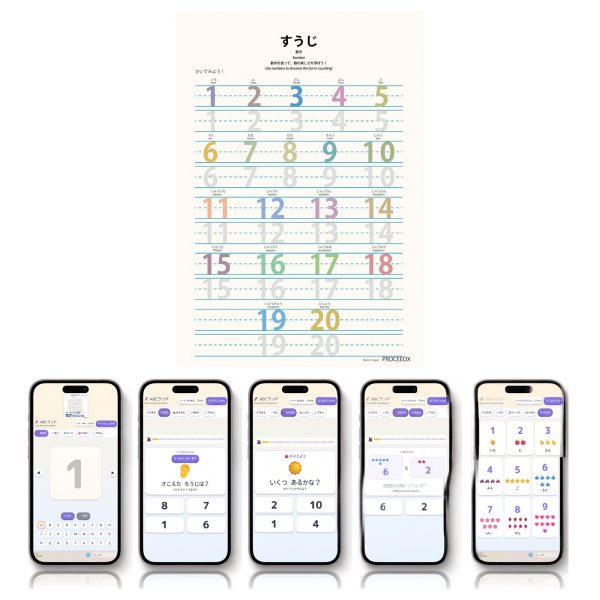 画像2: 【Webアプリ連動版】モンテッソーリ教育 学習ポスター 数字 A4サイズ 書き消し対応 PP加工 日本製 (2)