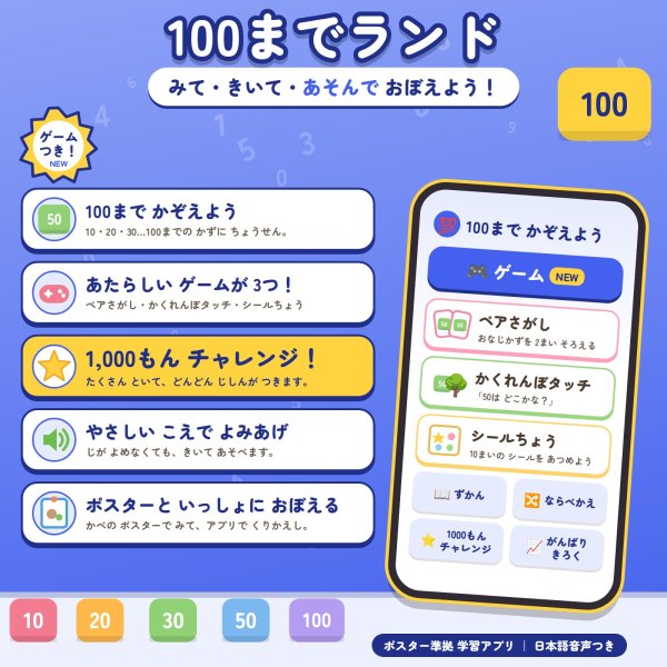 画像4: 【Webアプリ連動版】モンテッソーリ教育 学習ポスター 100まで数えよう A4サイズ 書き消し対応 PP加工 日本製 (4)